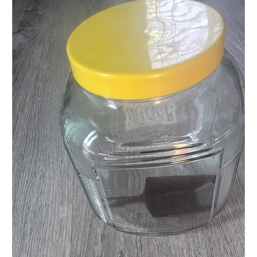 Anchor Hocking Hoosier Glass Sugar Jar Canister Plastic Lid Vintage with Scoop